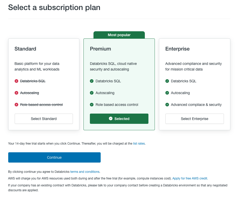 Choose Databricks Plan